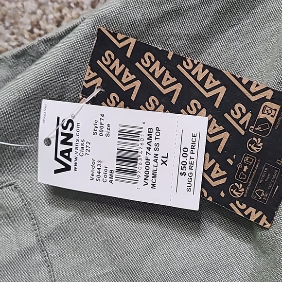 Vans McMillan Green Cropped Button Down Shirt - Picture 2 of 5